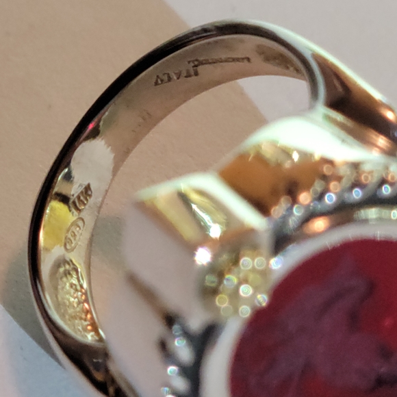 Tagliamonte intaglio cupid ring. 925 SS, 14kt gold - Picture 5 of 8